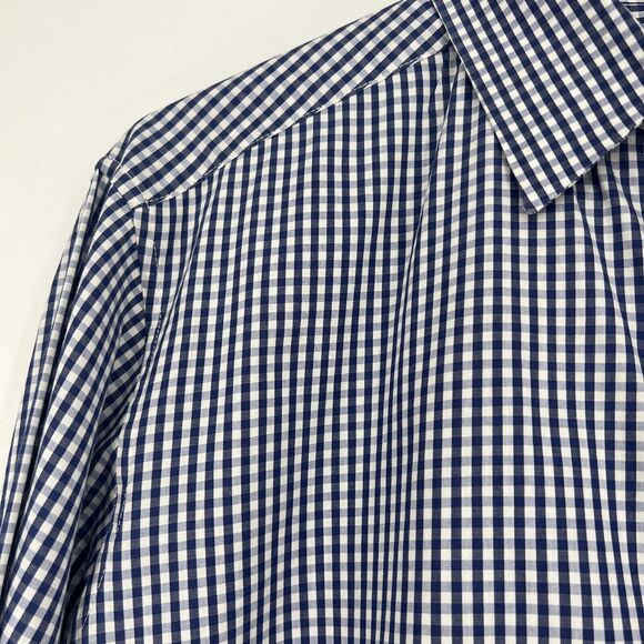 Theory Shirt Mens M Button Down Checkered Plaid Blue White Work Career Collared - Picture 3 of 5